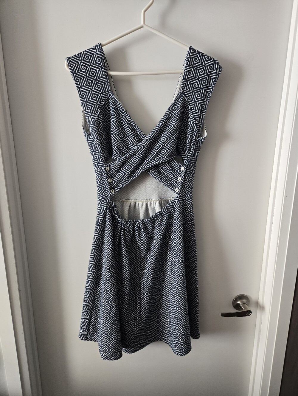 Anthropologie Postmark Matile Geometric Print Criss Cross Back Dress - Picture 5 of 10